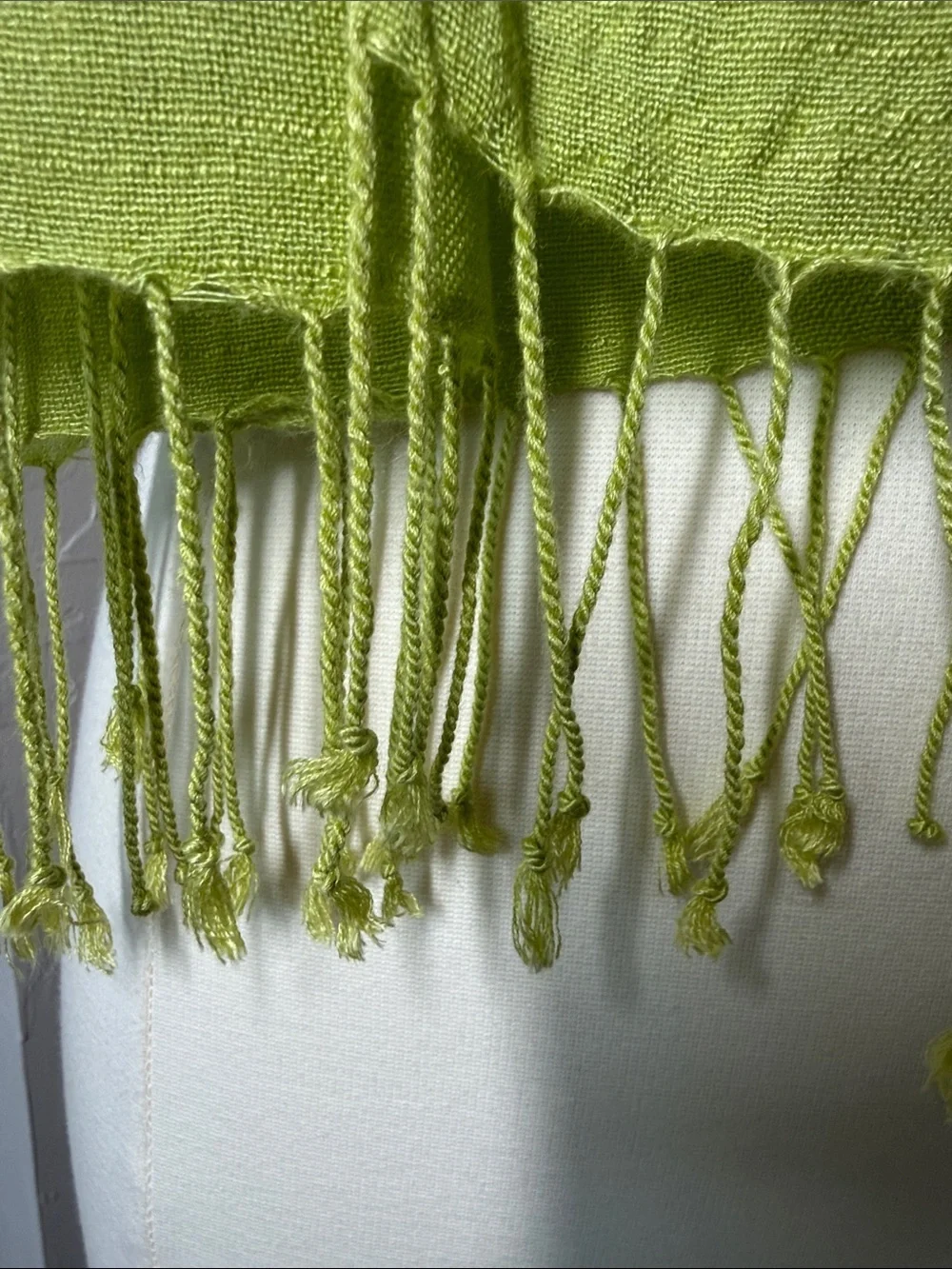 Lime green solid scarf/shawl with fringe